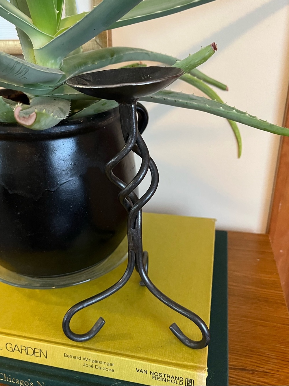 Wrought Iron Twisted Candle Holder - Black